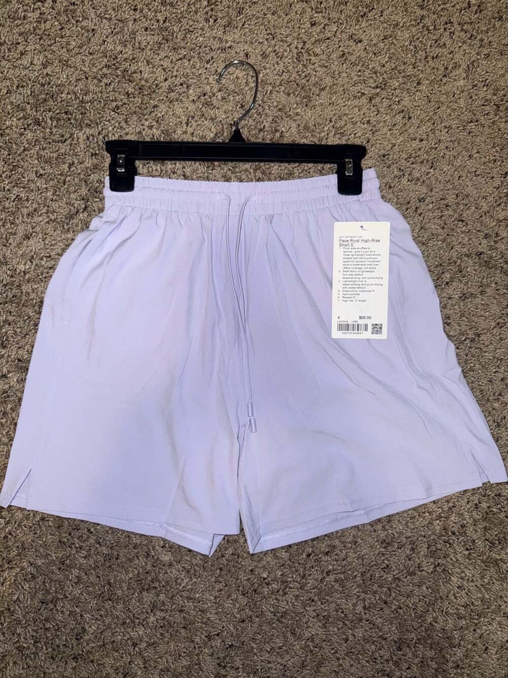 lululemon Pace Rival High-Rise Short 5" in Lavendar Fog